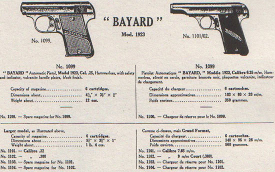 Bayard 1923 под патроны 6.35х15 мм (слева) и 7.65х17 мм, 9х17 мм (справа)
